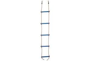 OTITU Échelle de Corde pour Enfants - Échelle Suspendue pour Enfants, Échelle d'escalade avec 5 Echelons en Bois Jouet d'escalade Jouet de Jardin pour Enfants Échelle de Corde Robuste Bleu