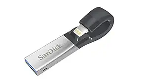 SanDisk iXpand Flash Drive 64GB for iPhone and iPad, Black/Silver, (SDIX30N-064G-GN6NN)