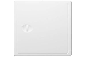 EVECS Puerta de inspección con mango giratorio, puerta de inspección, puerta de acceso, 25 x 25 cm, color blanco