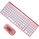 2,4 GHz Teclado inalámbrico y ratón Set, urco Upgraded 102 Keys Full Size Silencioso móviles inalámbrica teclado y ratón de juego para trabajo de y Gaming (Rose Gold)
