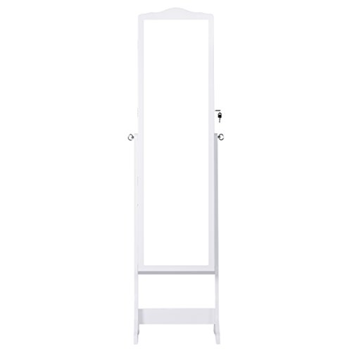 LANGRIA Schmuckschrank Abschließbar Spiegelschrank mit LED-Leuchten, 5 Regale Aufbewahrung für Ringe, Ohrringe, Armbänder, Broschen, Kosmetik (Weiß) - 9