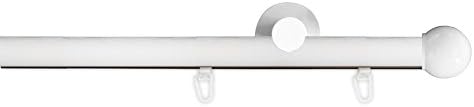 Tilld – Inner Rail Curtain Rod Diameter 20 mm 120 cm High – Single Line Formentor,, Glossy White, with straps and Studs