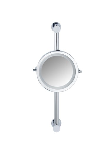 WENKO 20907100 Power-Loc LED Wandspiegel Carpi – Befestigen ohne bohren, Spiegelfläche ø 17.5cm, 500% Vergrößerung, Stahl, 25.5 x 50.5 x 23 cm, Chrom - 6