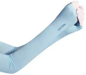 DELHI TRADERSS  Let's Slim UV Sun Protection Universal Fit Cooling Long Sleeves Arm Cover for Men, Women, Kids (Sky Blue)