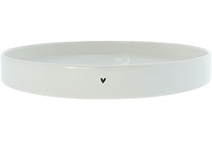 Bastion Collections Round Heart Ceramic Tray Diameter 25 cm Diameter BC Tray Round Large White