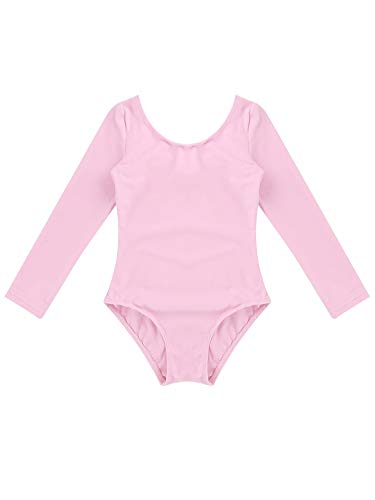 YiZYiF Maillot Clásico Danza Ballet Niñas Maillot Gimnasia Rítmica Leotardo Body Algodón Suave Manga Larga Ropa Clases de Baile Práctica 3-12 Años Rosa 4 Años