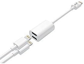 Dual Lightning Charging and Audio Cable for iPhone 5, iPhone 7 Plus, iPad and All Lightning Devices IOS 7 or above (White)