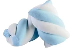 GENERICO Marshmallow Treccia Multicolore Senza Glutine, 1 kg, per Compleanni, Battesimi, Nascite ed Eventi (Bianco Azzurro)