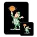 Produktbild Motiv Fröhlicher Kobold balanciert Basketball Mauspad & Untersetzer