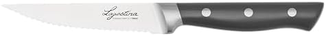 Lagostina Virtuoso, Set 4 Coltelli da Bistecca 11cm, Robusto e Resistente, Lama in Acciaio Inox, Manico Ergonomico Rivettato con Rinforzo, Elevata Affilatura, Taglio senza sforzo