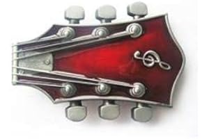 eeddoo® Gürtelschnalle - Gitarre Bordeaux Rot - Music Guitar Buckle (für Wechselgürtel für Damen und Herren | Belt Frauen Männer Musik Rock n Roll Pop Heavy Metal Oldschool Metall Western Trucker)
