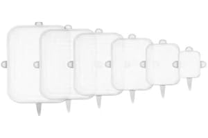 RUPECA Pack 6 Tapas de Silicona Ajustables Cocina Blancas - Rectangulares - Alimentos Frescos y Hermeticos - Tapas Silicona Ajustables Cocina