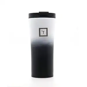 Trebleon Coffee Mug with Lid | Coffee Sipper 500ml | Travel Mug Keeps Drinks Hot and Cold for 6 Hours | Travel Coffee Mug | Insulated Coffee Mug Steel | Coffee Tumbler | Spill Proof ( Black & White)