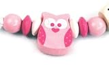 PREMIUM Schnullerkette mit Namen HOLZ Modell Eule TOTAL rosa - 2