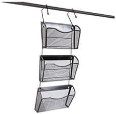MESH THREE-PACK WALL FILES WITH HANGER, LETTER, BLACK