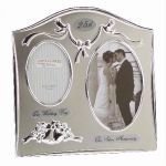 Two Tone Silverplated Wedding Anniversary Gift Photo Frame - 25th Silver Anniversary