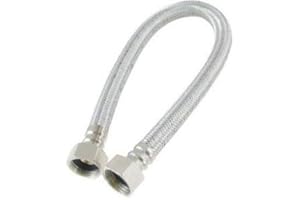 UKDEALS DIRECT Flexible Tap Hose Connector Pack of 2 - Compression or Push Fit or Push Fit with isolating Valve 300mm Long (1/2"F x 1/2"F x 300mm Long)