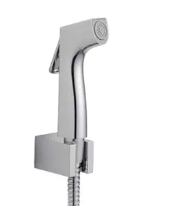 Aquieen Health ABS Chrome Faucet Set with 1 Mtr SS Shower Tube and Wall Hook