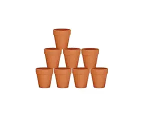 Village Decor Handmade Lay Planter Cactus Flower Pots for Plants,Crafts Money Planter (Pack of 8 pots (B * H - 3inch))