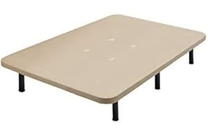 HOGAR24 ES Base tapizada 120 x 190 Reforzada con 6 Patas metálicas Alto 26 cm, tapizado 3D Color Beige + 4 válvulas de transpiración.