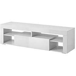 E-com Titan Meuble TV Bas Blanc 140 cm