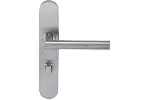 KLOSE BESSER Coppia di maniglie per porta in acciaio inox 304 su piastra Noemia viva - Condanna senza spia