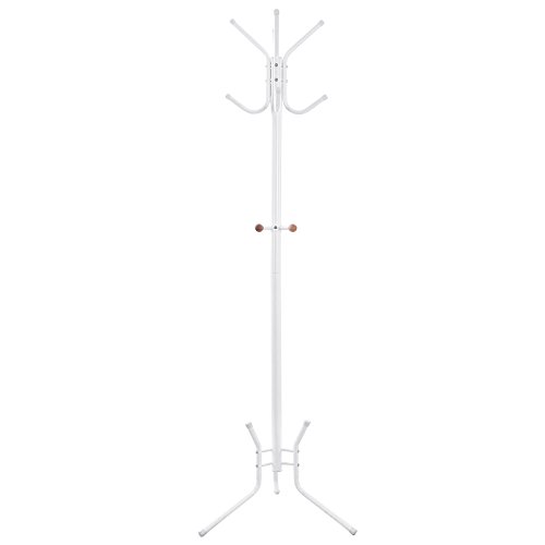 Songmics Stylish Metal Coat Rack Stand Hanger 15 hooks 176 cm White RCR17W