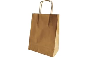 ESPIRITO REBELDE LDA. 50 x sacchetto di carta kraft marrone con manici 32 x 12 x 42 cm borsa per la spesa regali di nozze