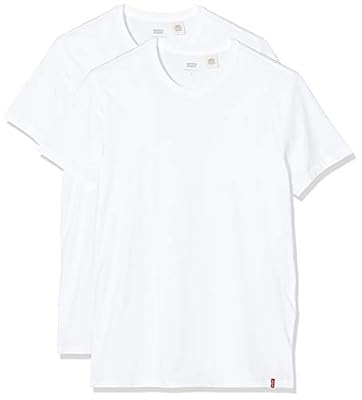Levi's Slim 2pk Crewneck 1 T-Shirt, Blanc (Two-Pack Tee White + White 0000), Large Homme