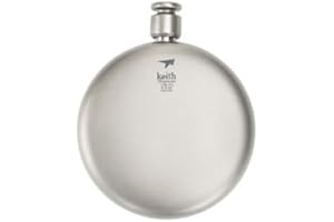 Keith Fiaschetta in Titanio con Imbuto, 150ml, Ti9302, Borraccia Tascabile in Titanio per Vino, Whisky, Vodka,Fiaschetta Sportiva per Uomo e Donna, Perfetta per Escursioni Campeggio e Outdoor