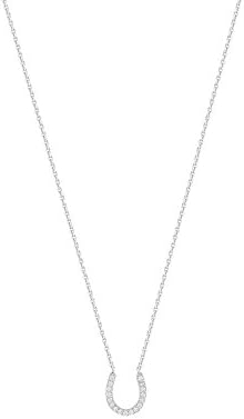 14ct Adjustable Mini Cubic Zirconia Horseshoe Necklace Sparkle-Cut Cable 18 Inch in Rose Gold White Gold Yellow Gold and Variety of Options