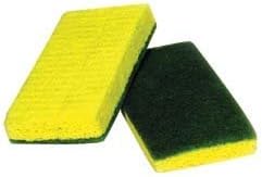 ACS Industries 74-612 Medium Duty Green Backed Yellow Cellulose Scrubber Sponge, Antimicrobial, UL Approved, Individual Wrapped, 6" x 3 3/8" x 3/4" (Pack of 20)