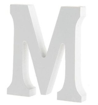 Preisvergleich Produktbild Cinziia Freistehende Dekoration, weiße Holz-Buchstaben, Alphabet, für Hochzeit / Zuhause, M white, m