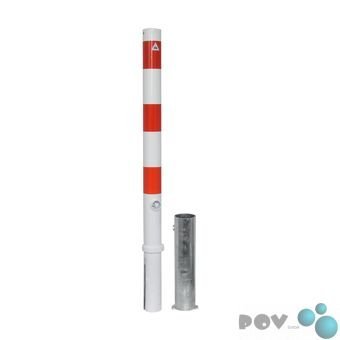 Preisvergleich Produktbild Absperrpfosten aus Stahlrohr Ø 89 mm, herausnehmbar mit Dreikantverschluss, o...