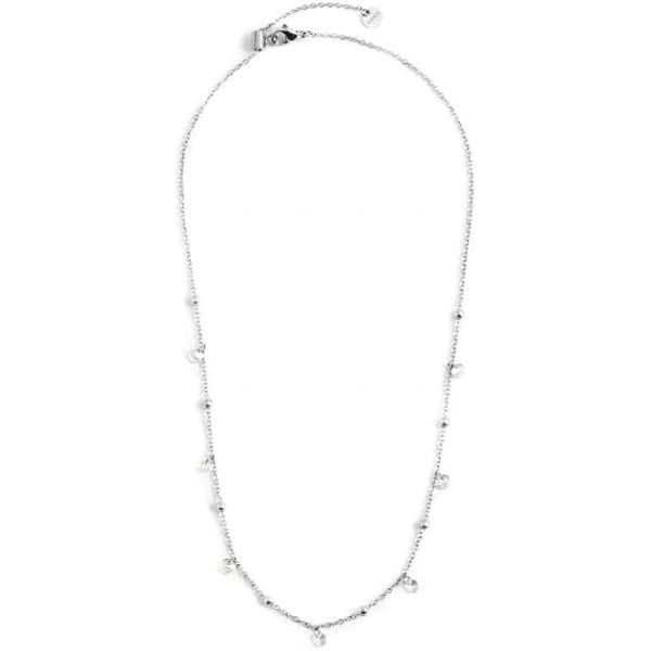 Collana Marlù 31CN0001G-AM catena snake pvd oro con zircone baguette azzurro