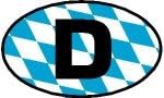 German D Oval Sticker BAYERN - 100mm High x 140mm Wide (external)