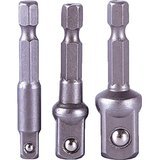  Adaptadores de llaves de vaso para el Taladro o Pistola neumatica. 1/4, 3/8 y 1/2\" Acero templado al carbono. Extremada dureza.