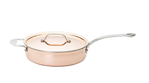 Copper Tri-Ply Cookware Saute Pan, 24cm