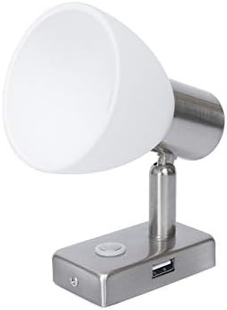 lighteu, 12V 3W D1 USB Ceiling/Wall Spotlight, Nickel Finish, Reading Light turn and swivel with Touch Switch Dimmable warm White/Blue light for Yacht, Caravan, RV