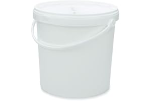 SHOBI Secchio ermetico Bianco in Plastica con coperchio idoneo per alimenti (1, 10 Litri)