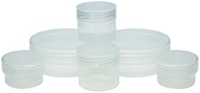 Alankara Plastic Clear Travel Jar Set – Refillable jars for creams, cosmetics &amp; liquids. Airport check in suitable. Meets 100ml hand luggage regulation. (2 x 10grm, 2 x 15grm, 2 x 55grm)
