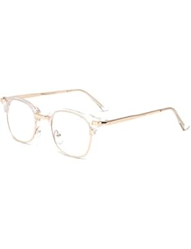 ALWAYSUV Retro Klare PC Linse Metall Bügel Halb Rahmen Unisex Streberbrille Brillenfassung