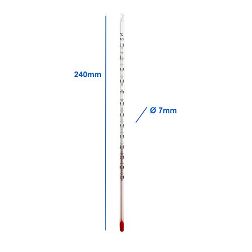 Tee Thermometer Glas mit Petroleum Füllung . 24 cm lang . Teethermometer Temperaturbereich bis 110 °C . Teewasser , Wasser , Glasthermometer - 2