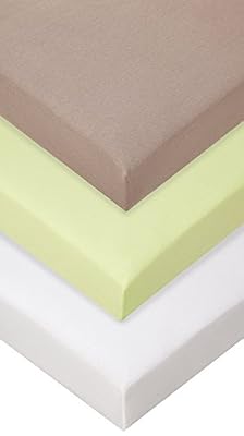 Easy dort Lot de 3 Draps housse Bambou pour lit bébé 60x120 anis blanc taupe