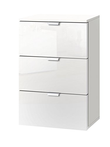 Express Möbel Kommode mit 3 Schubkästen Carina Weiß Lack Weiß 30901-20301 BxHxT 40x61x42