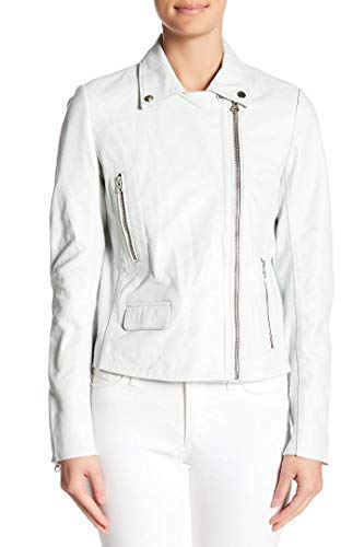 Muubaa Bentley Huevo de Pato Azul Ajustado Mujer Chaqueta de Cuero Estilo Motero 8 36