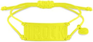 Ibiza Rocks Neon Yellow I Rock Large ID Double Cord Adjustable Bracelet of 19 cm/7.5 inch