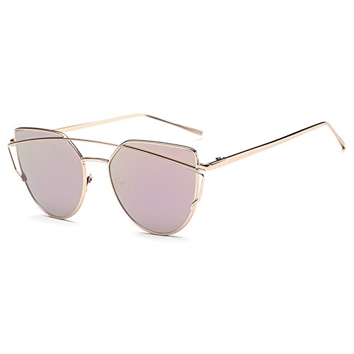 Botetrade New Cat Eye Aviator Sunglasses Womens Vintage Fashion Metal Frame Mirror Sun Glasses Unique Flat Ladies Sunglasses UV400 C6