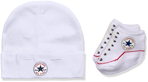 Converse Unisex Baby Hat And Bootie Plain Clothing Set, Multicoloured (White), 0-6 Months