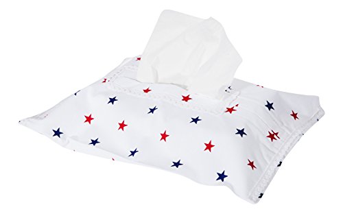 Vizaro - Baby Wipes Case Cover/ Tissue Holder - 100% Premium Quality Luxury Cotton - Beach Huts Collection - Blue, red & white colours - Tested against harmful substances - Made in EU